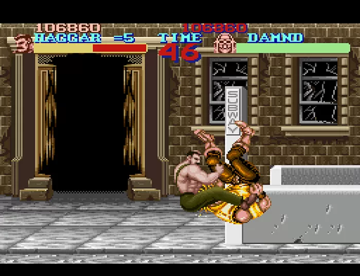 Final Fight SNES: I wonder if Haggar put "I will do a jumping power bomb to random citizens" on his election flyers?