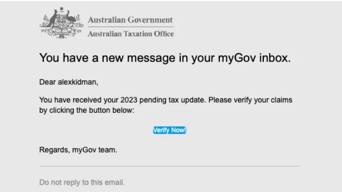 MyGov Tax Scam Example (Screenshot: Alex Kidman)