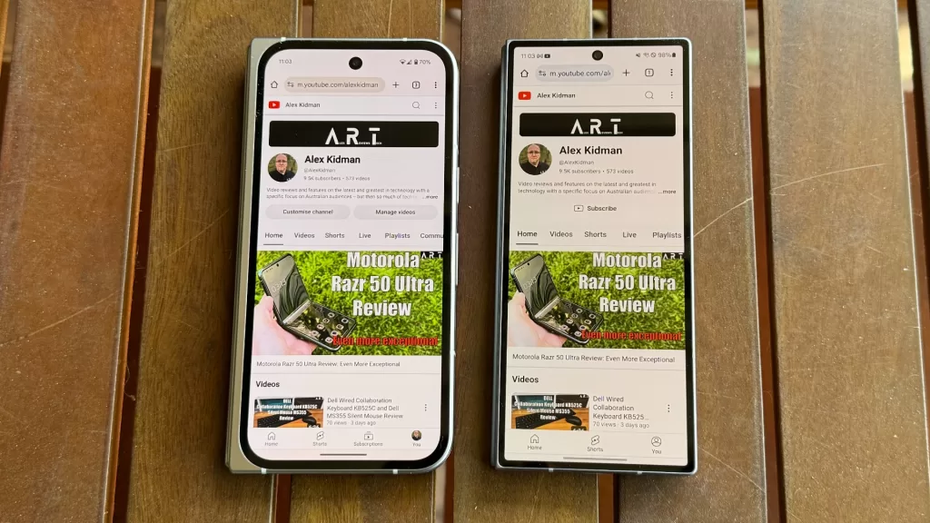 Google Pixel 9 Pro Fold vs Samsung Galaxy Z Fold 6 (Photo: Alex Kidman)