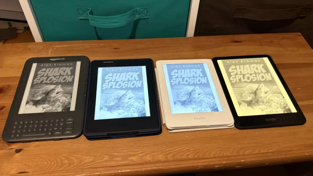 Kindle Generations: Kindle Keyboard, Kindle Paperwhite (2019), Kindle, Kindle Paperwhite 2024 (Photo: Alex Kidman)